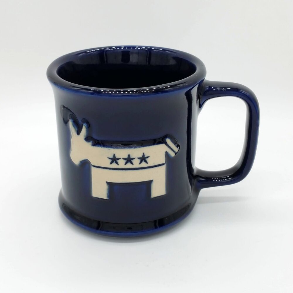 Cobalt Blue Democrat Coffee Tea Mug, Patriotic RARE Gift